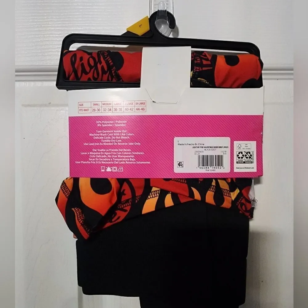 Valentine's Day Men's Light My Fire Printed Boxer Briefs, 2-Pack, total 4
